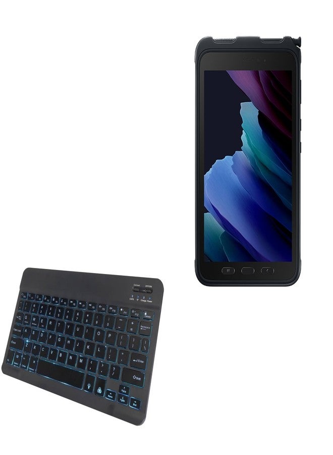 BoxWave Keyboard Compatible with Samsung Galaxy Tab Active 3 - SlimKeys Bluetooth Keyboard - with Backlight, Portable Slim LED 7 Colors - Jet Black - Image 1